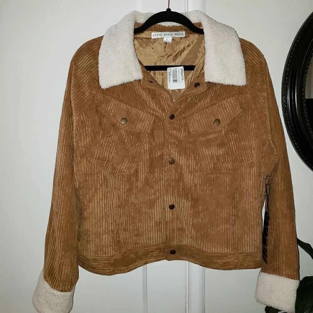 HYFVE Corduroy Faux Fur Cropped Jacket